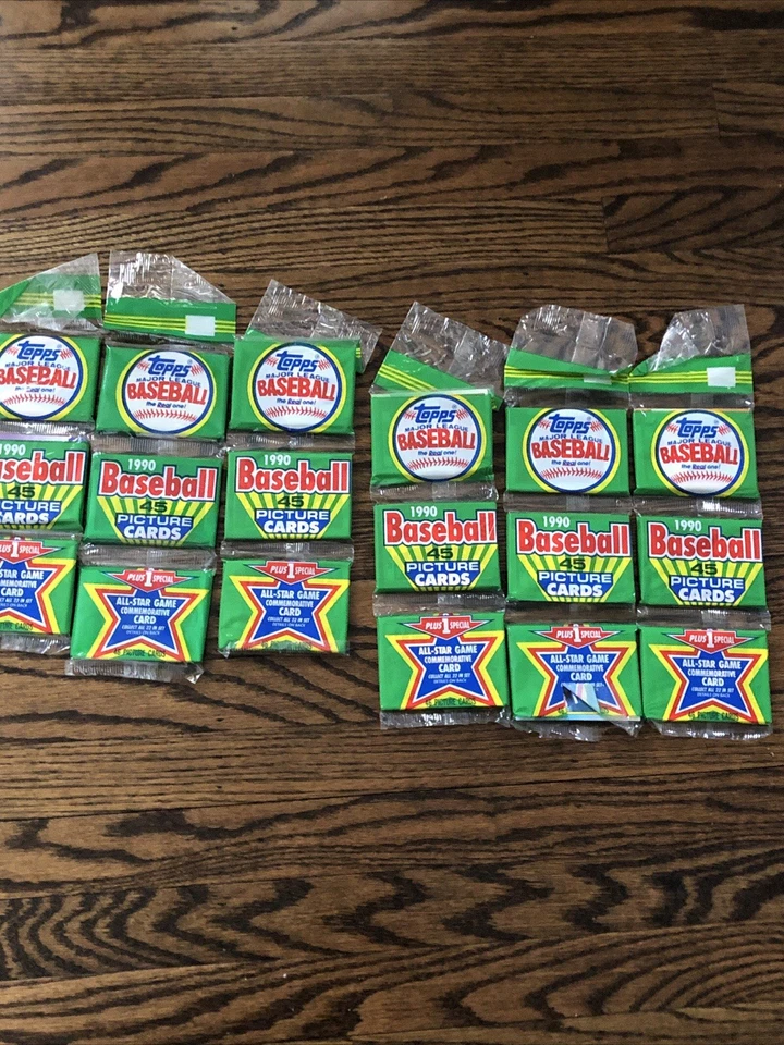 Pack de 3 tarjetas de béisbol Topps 1990 selladas Foto 1 de 2