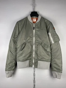 Schott NYC Mens Nylon Green Khaki Zip Jktac Bomber Jacket Size S - Picture 1 of 18