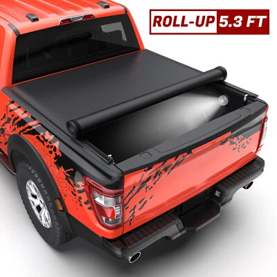 5.3FT Soft Roll Up Truck  Tonneau Cover For 2005-2012 Dodge Dakota w/ Lamp - Image 1 of 4