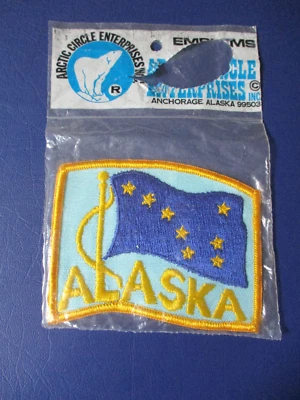 ALASKA STATE FLAG PATCH EMBLEM Embroidered Iron-on AK ANCHORAGE SOUVENIR * - Image 1 of 2