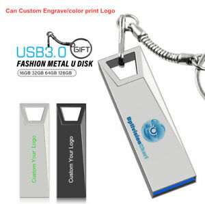 Fast USB 3.0 Flash Drive 128GB Custom Business Logo Metal Key Chain Momery Stick