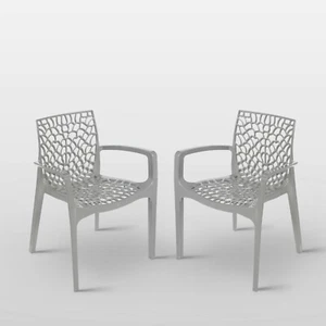 Gruvyer Modern Indoor Outdoor Dining Armchairs, from Italy, Stackable, 2 chairs  - Picture 1 of 21