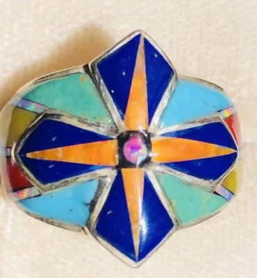 Anillo Regal Antiguo Caballeros Templarios Malteses CRUZ Ópalo de Fuego Negro Sólido 8 Turquesa Foto 1 de 4