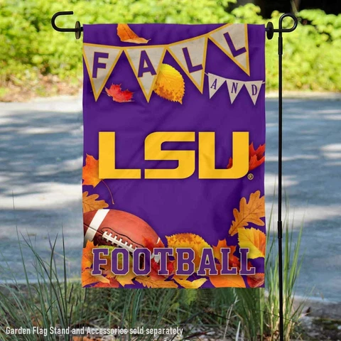 Louisiana State LSU Tigers Fall Leaves Football Season Garden Flag and Yard Cover