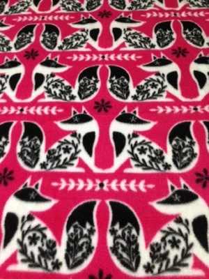 FLEECE KNOTTED BLANKET- Foxes in Black & White Toddlers/Kids 48" X 60" Throw - Image 1 of 3