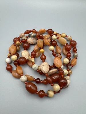 "Collar vintage de piedras preciosas de cornalina y jaspe con hallazgos de minas de Jay King 60"" DTR" Foto 1 de 4