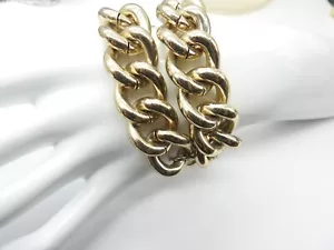 Signiertes Express klobiges goldfarbenes Metall Doppelkettenarmband Vintage - Bild 1 von 4
