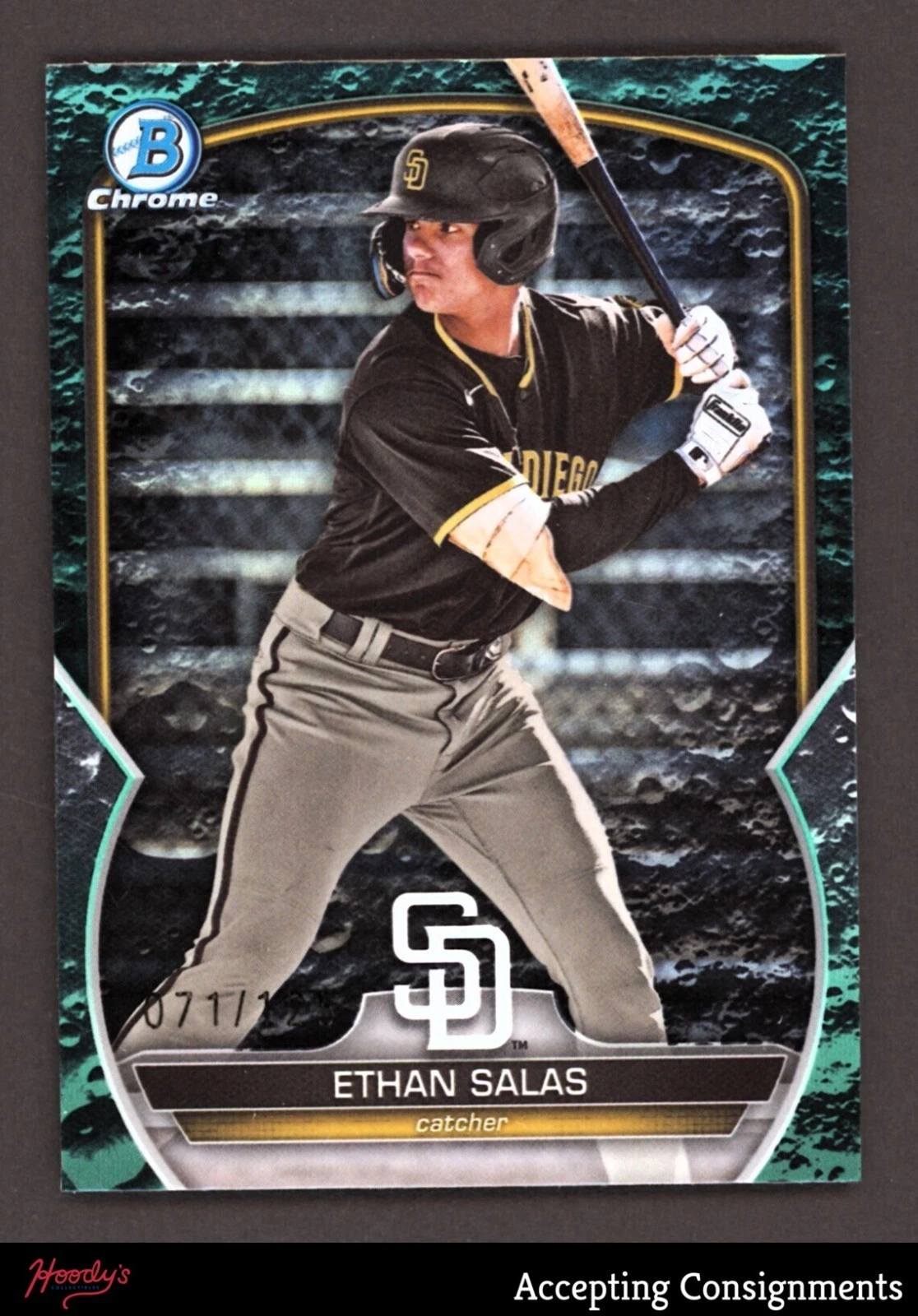 2023 Bowman Chrome Draft Aqua Lunar Crater Refractors #BDC1 Ethan Salas 071/125
