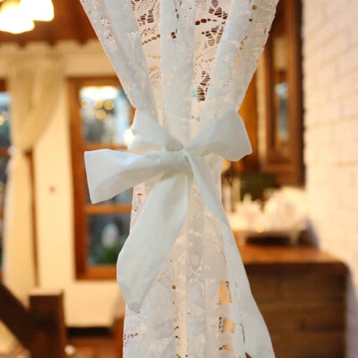 Rustique Floral Dentelle Filet Porte Rideau Fenêtre Boules Frange Gland Café - Photo 1/4