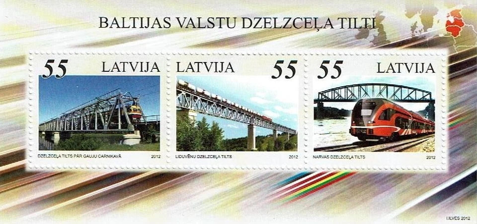 Stamp of  LATVIA 2012 - Railway bridges Joint Estonian-Latvian-Lithuanian issue Foto 1 de 1