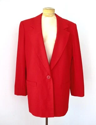 Chaqueta Blazer Larga de Franela de Lana Roja Pendleton Holiday Usada en Excelente Condición Bolsillos de 1 Botón 20W Foto 1 de 4