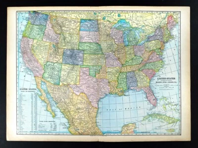 1899 Martin Miller Map United States Texas Indian Territory OK CA FL UT PA NY CO - Image 1 of 4