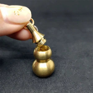 1Pc Brass Gourd Waterproof Pill Box Bottle Cases Pendant Keychain Necklace . - Bild 1 von 12