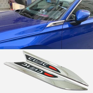 For Honda Civic 2022-2023 Chrome Fender Side Body Emblem Hood Trim decor Cover - Picture 1 of 7