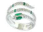 Aristo Natural Emerald and Diamond Snake Size 7 Ring 14K Gold 7.00