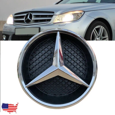 Ajuste para Mercedes-Benz Parrilla delantera estrella emblema placa plateada W205 C300 C117 GLA250 Foto 1 de 4