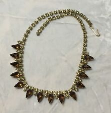 Vintage Brown Rhinestone Necklace 15"