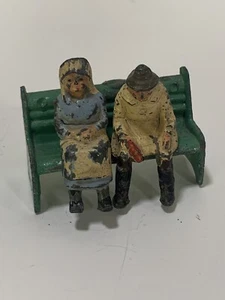 Vintage 1930's Cast Lead Man & Woman on Bench - Picture 1 of 4