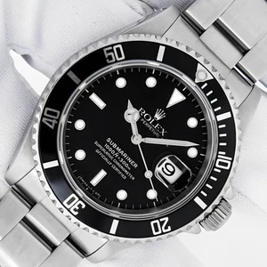 RELOJ ROLEX SUBMARINER 16610 FECHA ACERO INOXIDABLE CON ESFERA NEGRA CORREA OSTRA - Imagen 1 de 12
