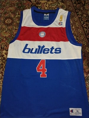 XL Chris Webber Washington Bullets NBA Jersey Blue #4 Champion Brand New - Image 1 of 2