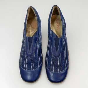 Sesto Meucci Blue Leather Slip On Shoe 8.5N Italy Capri Comfort Walking Travel - Picture 1 of 7