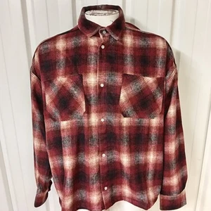 SUMMIT UK Mens Extra Large Heavyweight Flannel Check Shirt Crimson Red/Black XL - Picture 1 of 15