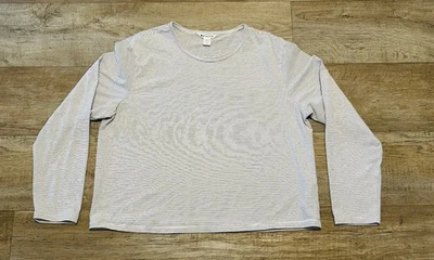 Camiseta informal elástica Athleta para mujer negra blanca a rayas manga larga talla XL Foto 1 de 4