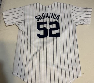 Majestic New York Yankees Youth Large Stitched Jersey Home White CC Sabathia #52 - Picture 1 of 8
