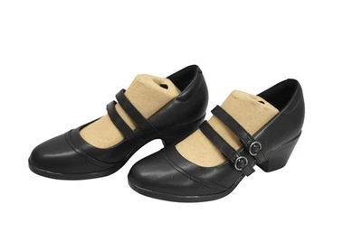 Clarks Emily2 Jane Zapatos Mujer Talla 6.5 Cuero Negro Mary Jane Tacones Hebillas Foto 1 de 4