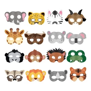 16 Pieces Halloween Dress up Mask Paper Art Craft Kit Animal Mask for Child Kids - Picture 1 of 6