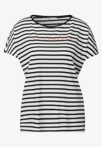 Street One gestreiftes T-shirt Wording schwarz - Bild 1 von 1