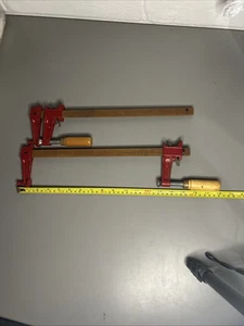 Vintage Brink and Cotton B&C #32-1 Wood Handle Woodworking Bar Clamp Lot of 2 - Picture 1 of 7
