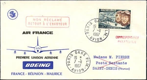 COVER LETTRE 1ER VOL FIRST FLIGHT BOEING AIR FRANCE PARIS ST DENIS REUNION  1967 - Picture 1 of 1