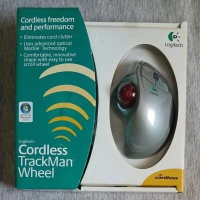 Trackball Mouse - Vintage Logitech Cordless TrackMan Wheel New 904346-0403 - Image 1 of 3