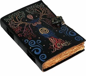 Tree Of Earth Handmade Leather Bound Writing Diary Journal Deckle Lock Notebook - Picture 1 of 7