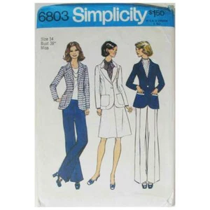 1974 Simplicity 6803 Size 14 Unlined Suit, Pant Suit Sewing Pattern Cut/Complete - Picture 1 of 4