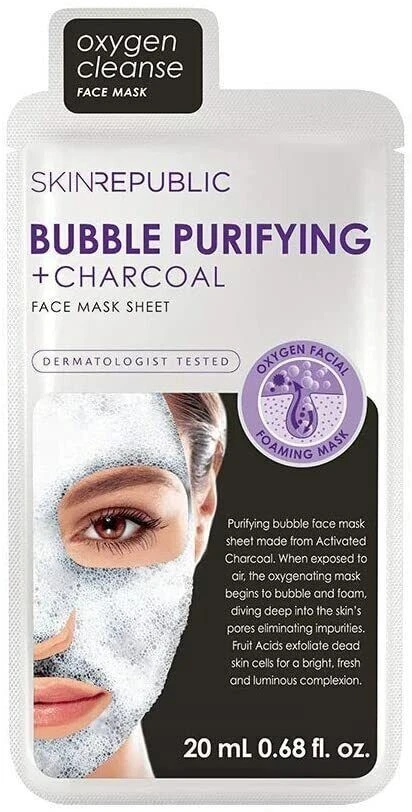 Skin Republic Bubble Purifying & Activated Charcoal Face Sheet Mask 20ml - new - Image 1 of 1