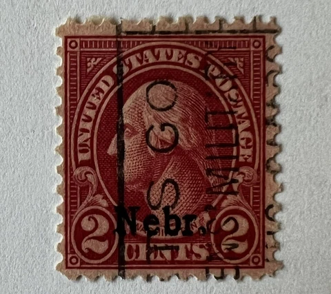 ERROR 1929 U.S. STAMP #671 NEBRASKA OVPT MISSING INK IN CENTER OF "E" AND DOT Cover