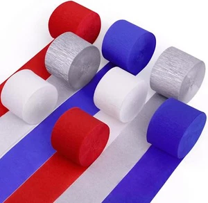 Red White and Blue Decorations, 8 Rolls Streamers Party Decorations Crepe Paper  - Picture 1 of 6