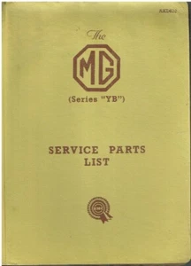 MG 1.25 L YB SERIES SALOON CHASSIS 1951-53 ORIG. FACTORY SERVICE PARTS CATALOGUE - Picture 1 of 1