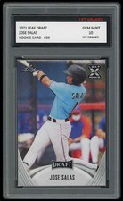 JOSE SALAS 2021 LEAF DRAFT BASEBALL 1ST GRADED 10 ROOKIE CARD RC MARLINS #39