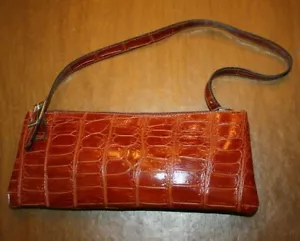 Reptile Skin Handbag One Strap Purse Brown  - Picture 1 of 3