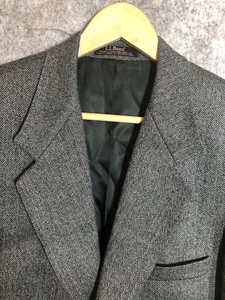 L.L. Bean Blazer Mens 42 Tall Gray Herringbone Wool Cashmere Sport Coat Jacket - Picture 1 of 11