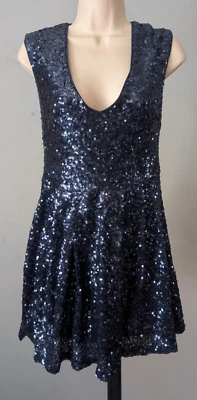 Mini Vestido XXI/Forever 21 Azul Lentejuelas Ajuste y Acampanado Talla Mediana Nuevo sin Etiquetas Foto 1 de 4