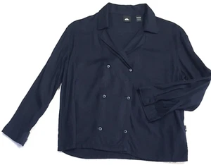 Quicksilver Blue Double Breasted Shirt 3/4 Sleeve Collared Viscose Shirt  Top XS - Picture 1 of 11