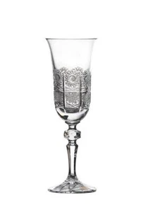 Champagne Flute  Set of 6 Wine Goblet 5 oz/150ml Hand Cut Bohemia Crystal Gift - Picture 1 of 8