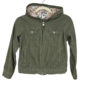 Gap Girls Corduroy Jacket Green Hooded Cats Kids Medium Cottage - Picture 1 of 7