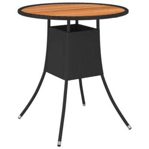 Solid Acacia Wood Garden Dining Table Black Poly Rattan Outdoor Patio vidaXL - Picture 1 of 5