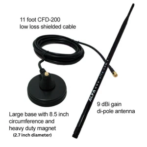 Alfa ARS-N19 9 dBi omni antenna +Heavy Duty Magnet Dock Base +11 ft CFD200 cable - Picture 1 of 7