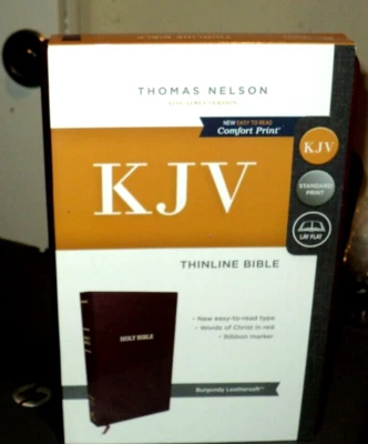 KJV HOLY BIBLE Thinline (2016, Soft Leather) BRAND NEW: Burgundy: Red Lettered — 第 1/4 张图片